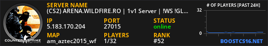(CS2) ARENA.WILDFIRE.RO | 1v1 Server | !WS !GLOVES
